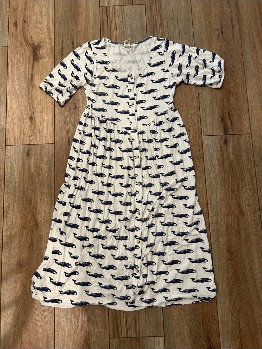 kate quinn White dress with Navy Whale Print